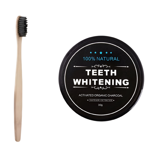 Blanqueador con carbon activo vegano + cepillo de bambu